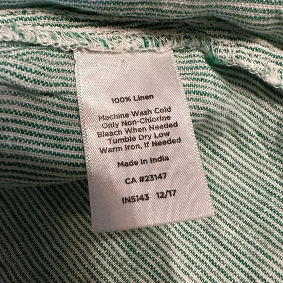 TALBOTS LINEN LANTERN-SLEEVE POPOVER SHIRT - STRIPE XL Petite (k11) - Picture 8 of 11